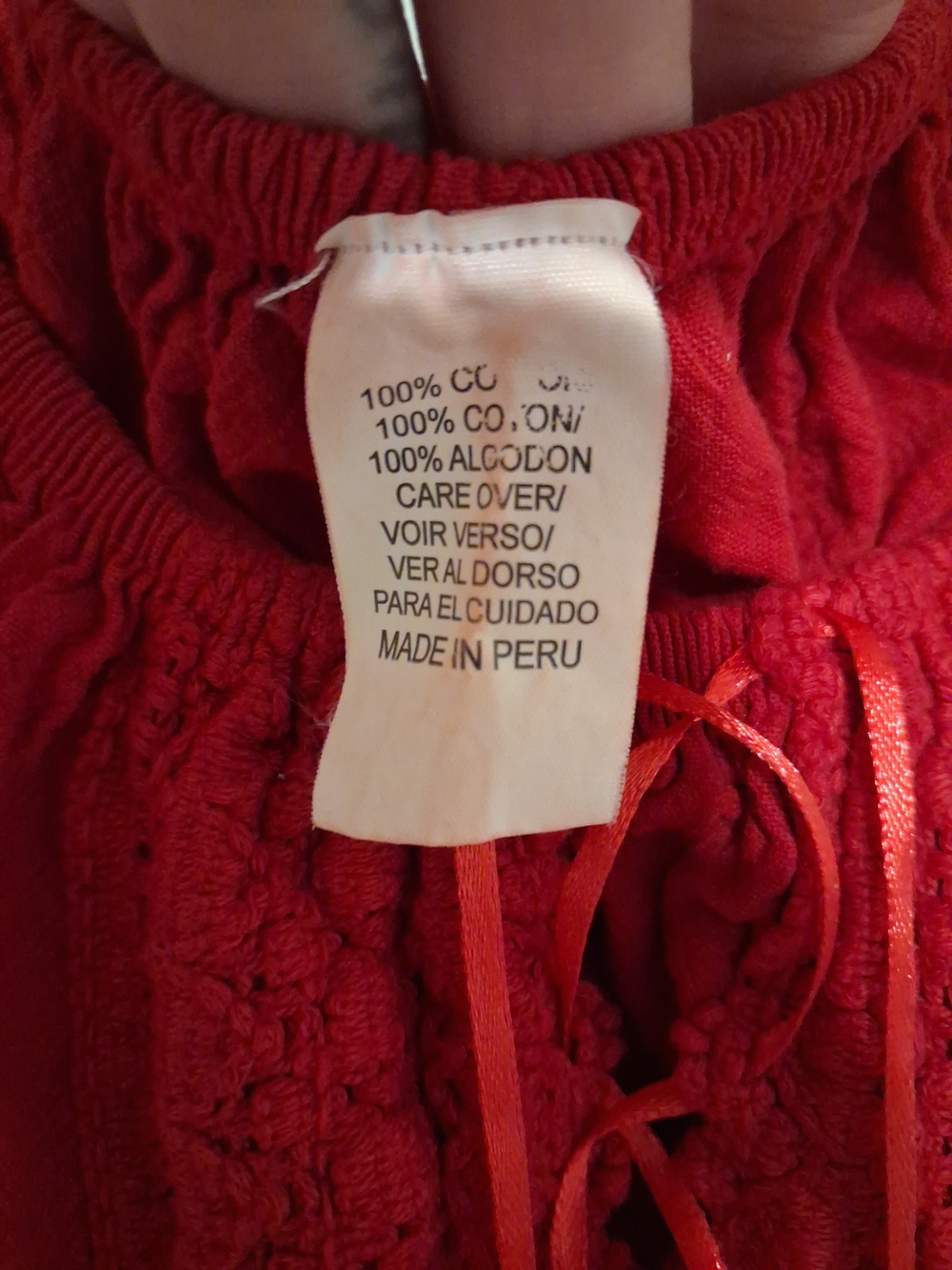 Red Peasant 100% Cotton Dress size Medium - Picture 9 of 10
